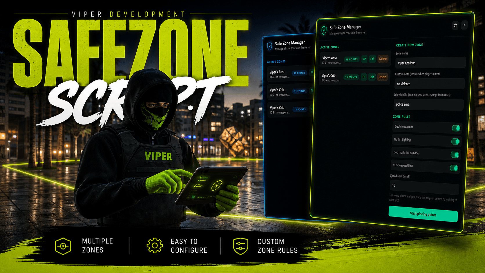 Safe-Zone β FiveM script for QBCore and ESX by Viper Development